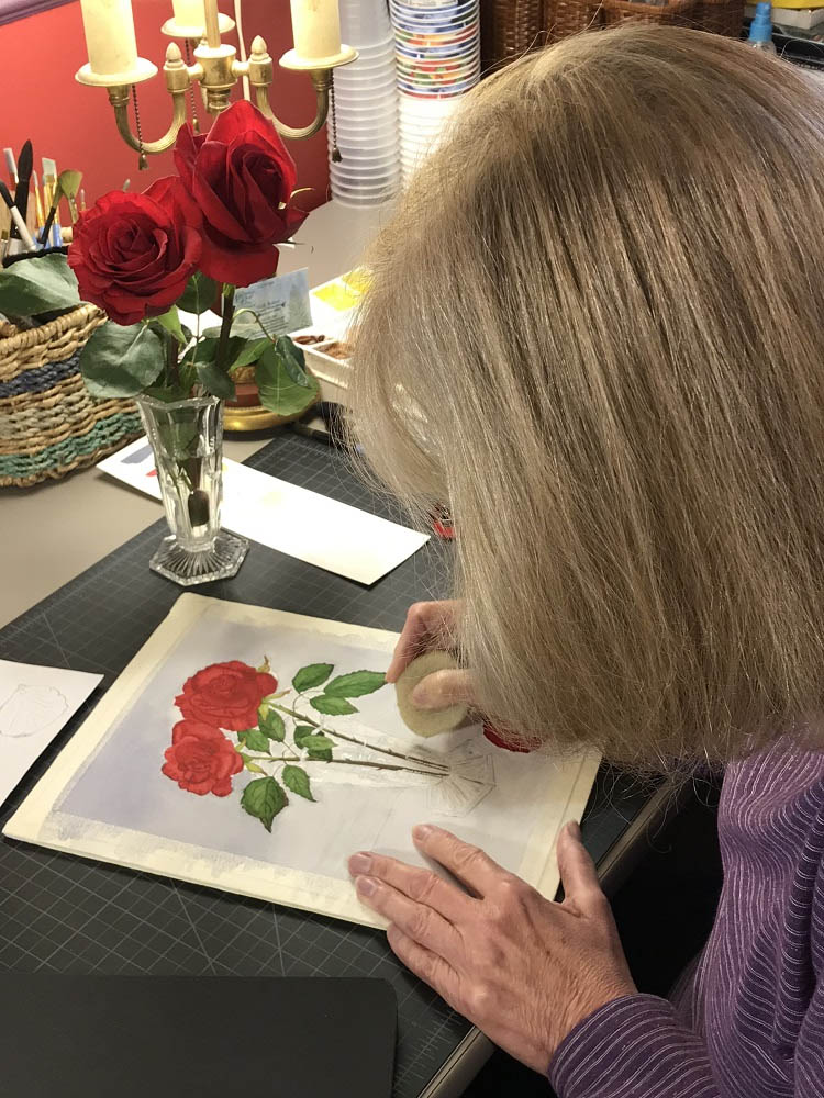 Vicki painting Roses in September
